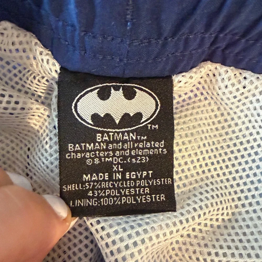 Batman Swim Trunks Mens XL Blue Joker Surfing Tropical Mesh Lined NWT